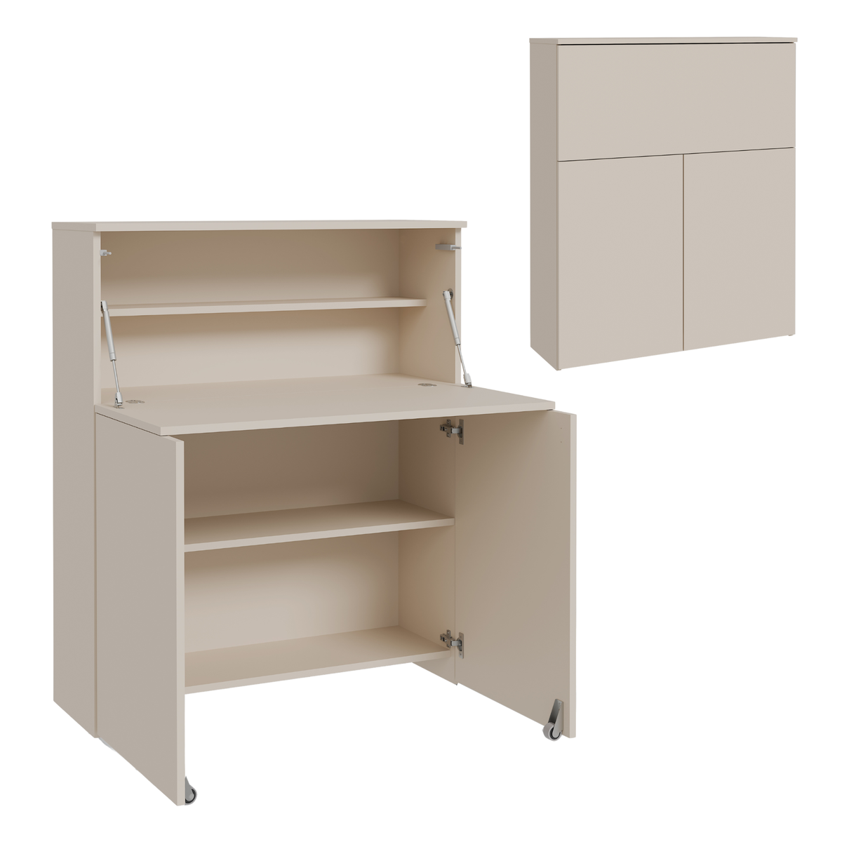VERTO fold-out desk that folds away into a cupboard – Cashmere colour