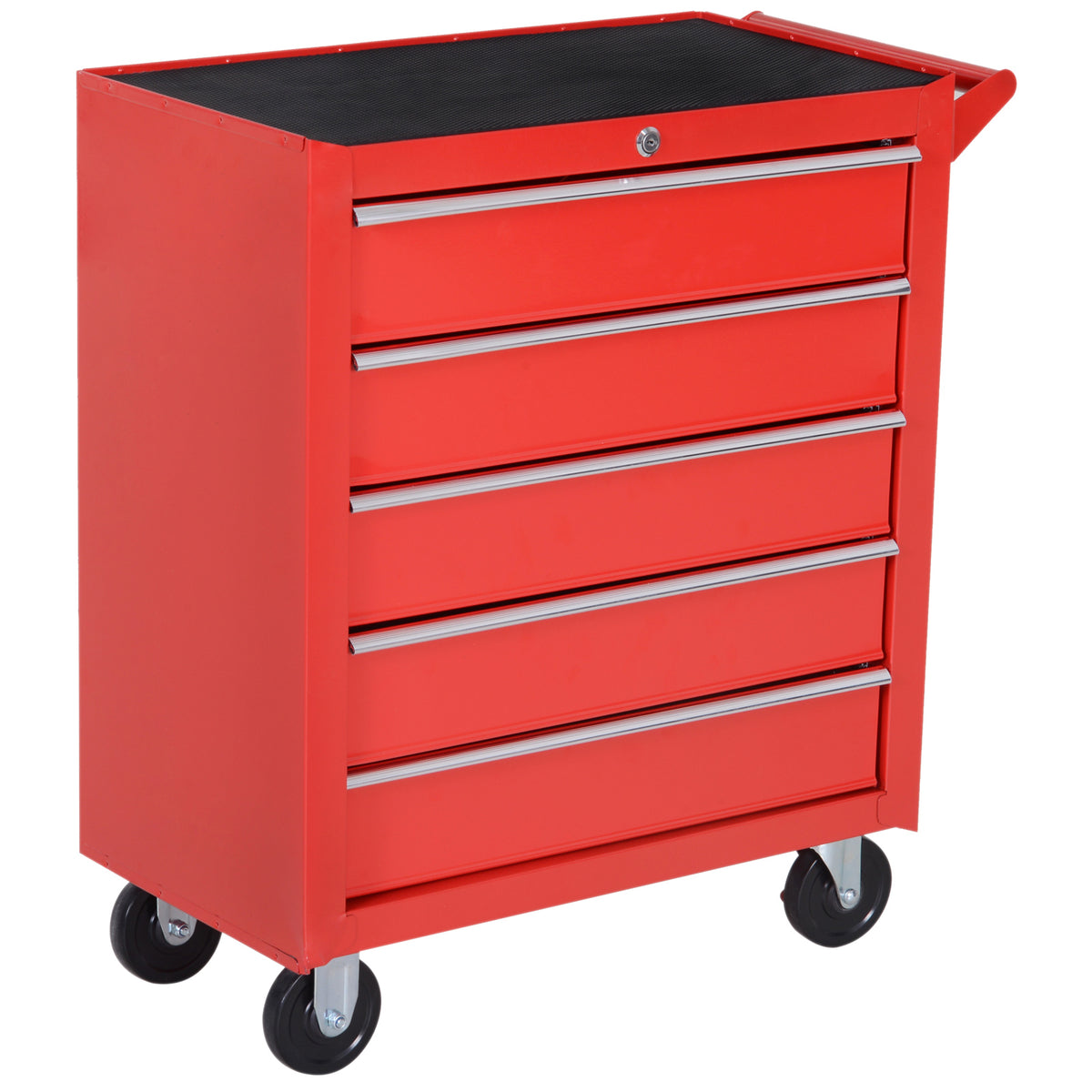 Rolling cabinet, tool cabinet for garage, shed, steel, 69L x 33W x 75H cm, red