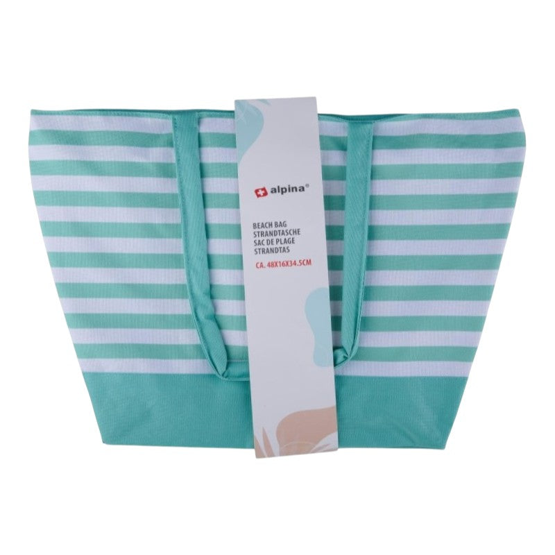 Alpina - Striped beach bag 49.3x16x34 cm (Turquoise / White)