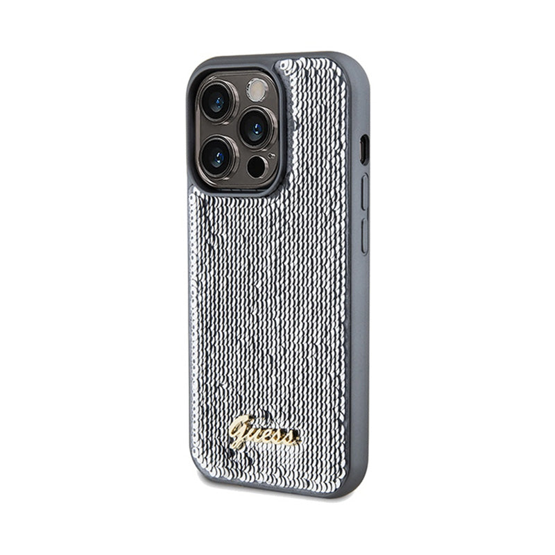 Guess Sequin Script Metal - case for iPhone 14 Pro (silver) (2)
