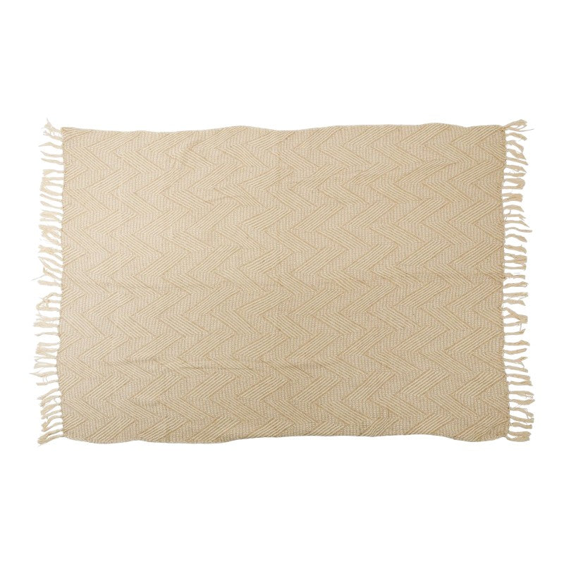 Arti Casa - Cotton herringbone throw 130x170 cm (beige / white) (2)