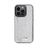 Guess Sequin Script Metal - case for iPhone 14 Pro (silver) (3)