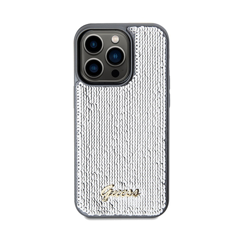 Guess Sequin Script Metal - case for iPhone 14 Pro (silver) (3)