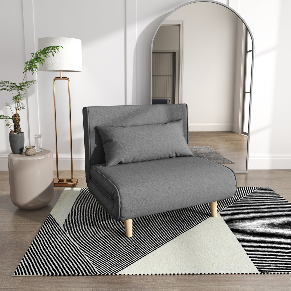 Single sofa, sofa bed, sleeper sofa, folding sofa, adjustable backrest, lounger, Nordic, Scandinavian, 25D foam (2)
