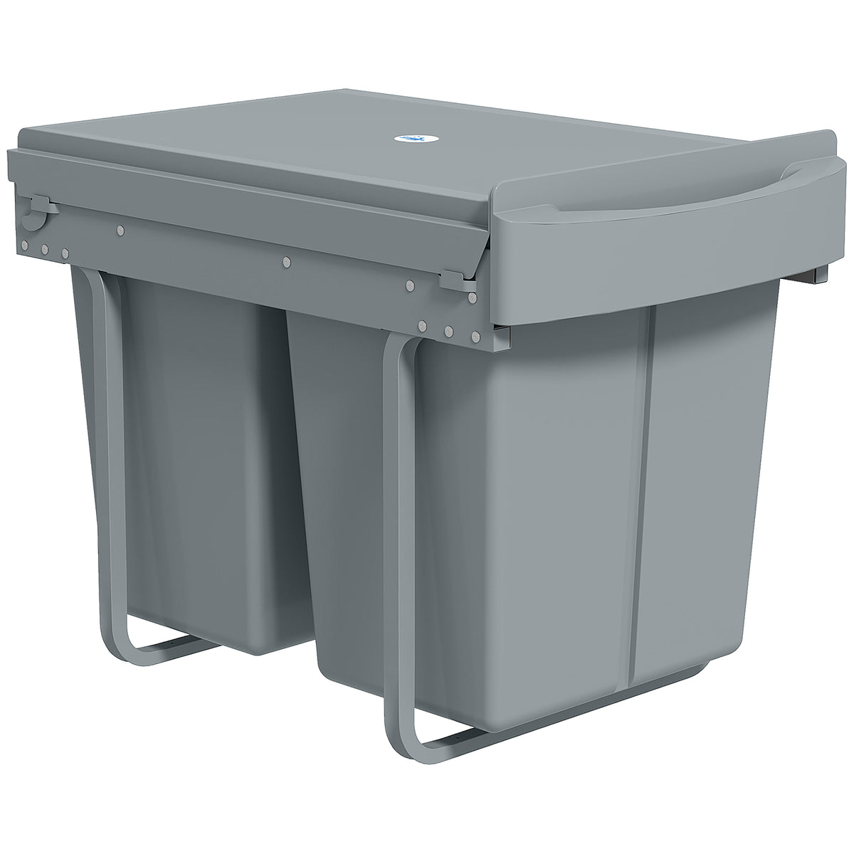 Pull-out waste bin, 2 x 20 L, removable containers, plastic, metal, grey