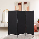 Room divider, 3-panel privacy screen, room separator with metal frame, black (10)