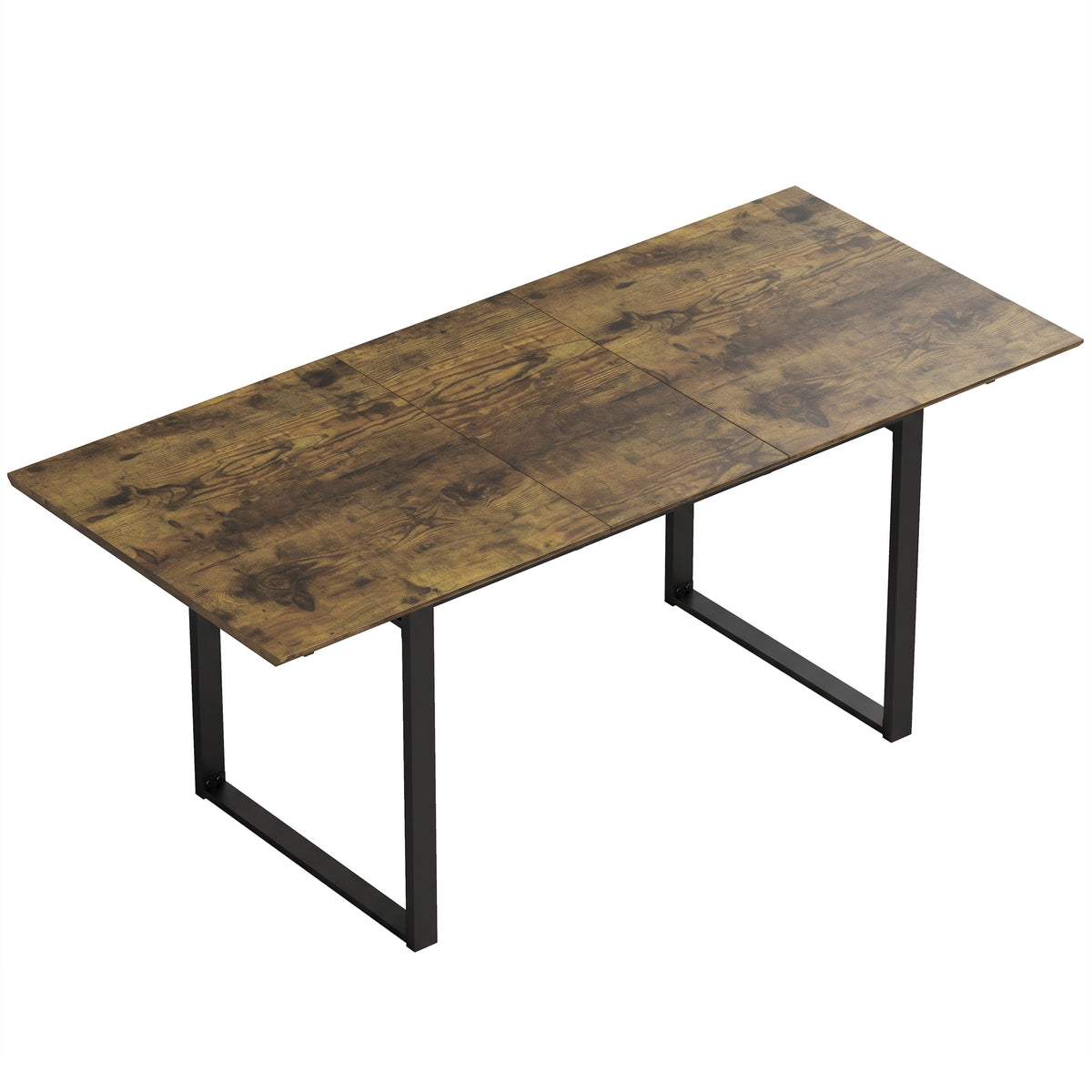 Extendable dining table 140-180 cm for 6-8 people, rectangular in industrial design with a steel frame, tiger
