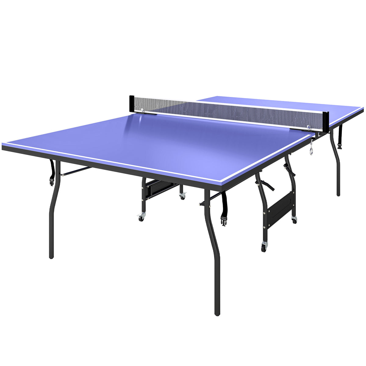 Foldable standard table tennis table including table tennis net and 3 balls, 12mm tabletop