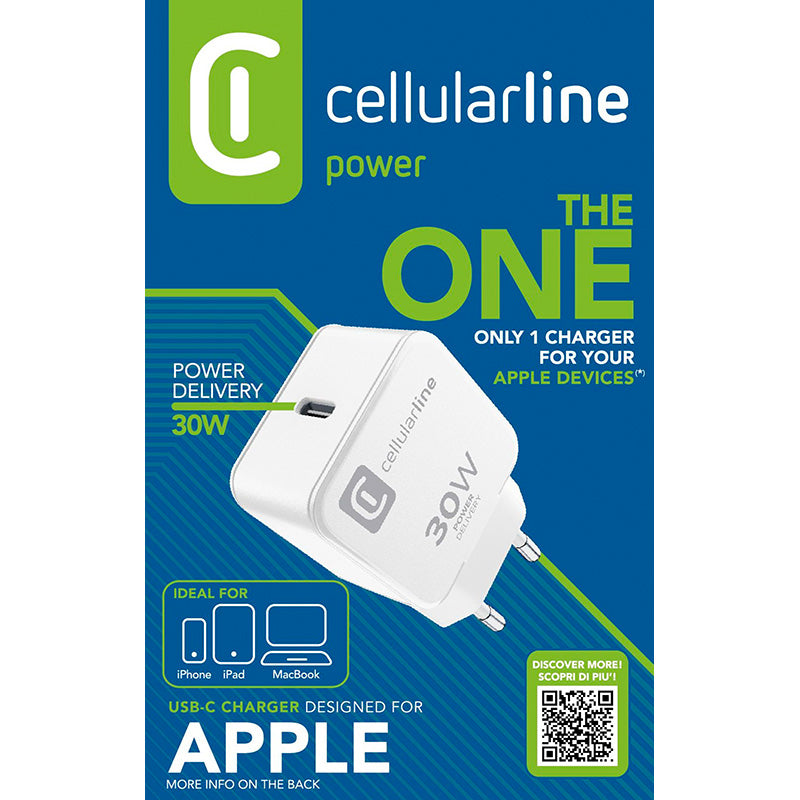 Cellularline The One - USB-C Power Delivery 30W wall charger (white) (2)