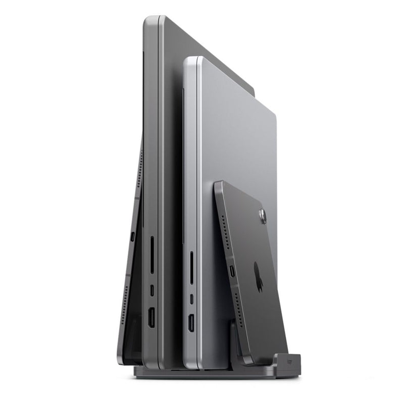 Spigen LD208S4 Vertical Laptop Stand – Aluminum Organizer/Stand for 4 Devices (Space Gray) (2)