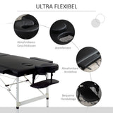 Massage table, 2-section foldable massage bed with faux leather, headrest, armrests, carrying bag (5)