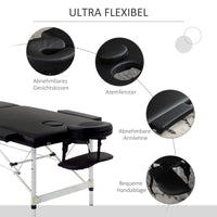 Massage table, 2-section foldable massage bed with faux leather, headrest, armrests, carrying bag (5)