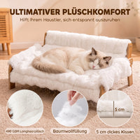 Elevated cat bed with wooden frame, removable cover, cotton filling, and non-slip feet, for cats up to 8 kg (5)