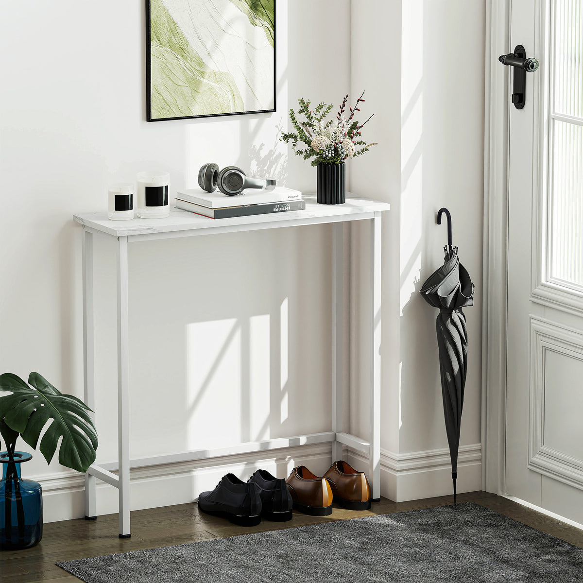 Console Table Hallway Table with Adjustable Foot Pads, Anti-Tip Kit 75 x 24 x 76 cm for Small Spaces White (2)