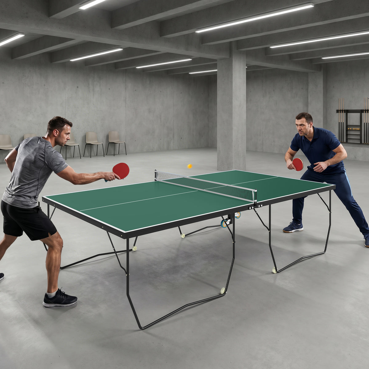 Table tennis table set, foldable, 8 wheels, incl. bats and balls, 274 cm x 152.5 cm x 76 cm, green (2)