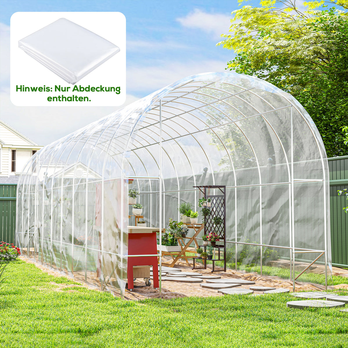 PE greenhouse cover, tarpaulin for covering plants, UV-resistant, waterproof, film ONLY 8 x 10 m (2)