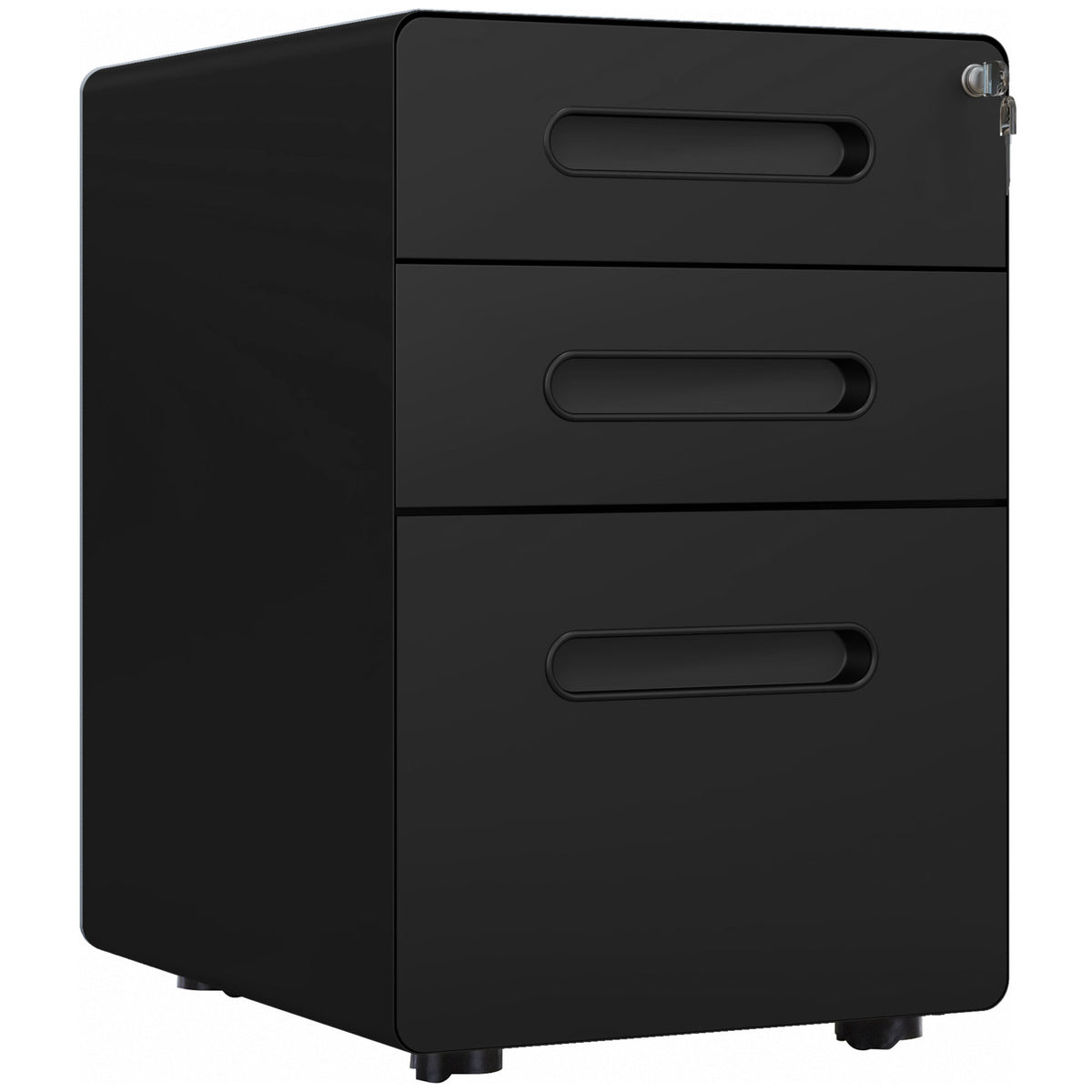Mobile pedestal with 3 drawers, lockable mobile filing cabinet with casters, office cabinet with hanging file