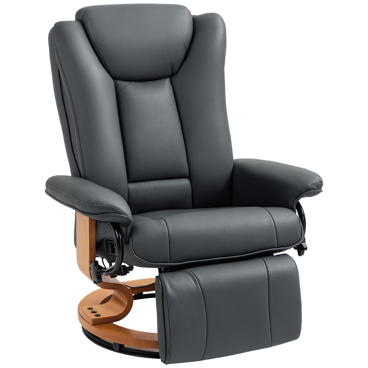 Recliner with reclining function, swivel, up to 150 kg, faux leather upholstery, steel frame, dark grey