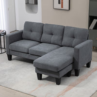 L-shaped corner sofa, reversible chaise longue, upholstered sofa, dark grey (7)