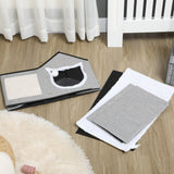 Cat house with scratching surface, incl. toy ball, cat cave, 65 cm x 41 cm x 45.5 cm H, brown + white + beige (8)