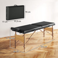 Height-adjustable massage table, wooden frame, foldable massage bed, foam padding, black (3)