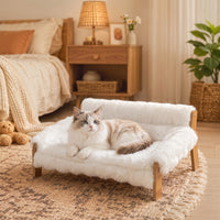 Elevated cat bed with wooden frame, removable cover, cotton filling, and non-slip feet, for cats up to 8 kg (10)