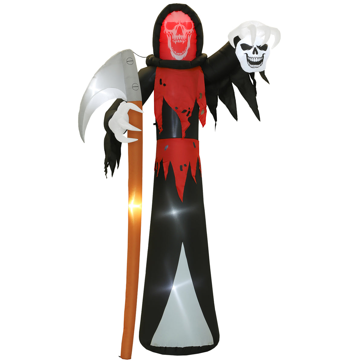 Halloween decoration 12 ft. giant grim reaper with LED lighting, inflatable glowing figure for outdoors