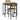 3-piece bar set, pub table, 2 chairs, MDF, metal frame, waterproof, brown