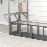 Cat tunnel, wooden cat toy with 3 doors, expandable play tunnel for cats up to 10 kg, 151.5 x 38.5 cm grey (9)