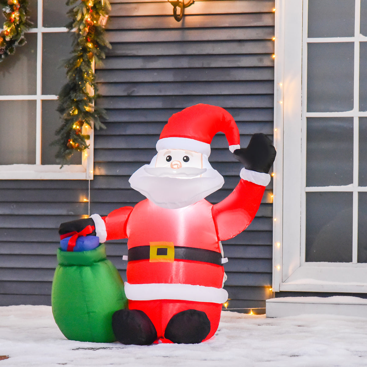 Christmas Decoration Inflatable Santa Claus Outdoor Christmas Decoration, incl. Blower, 1.2 m, Red + White (2)