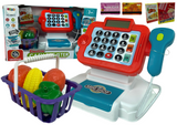 Children's toy cash register with vegetable basket