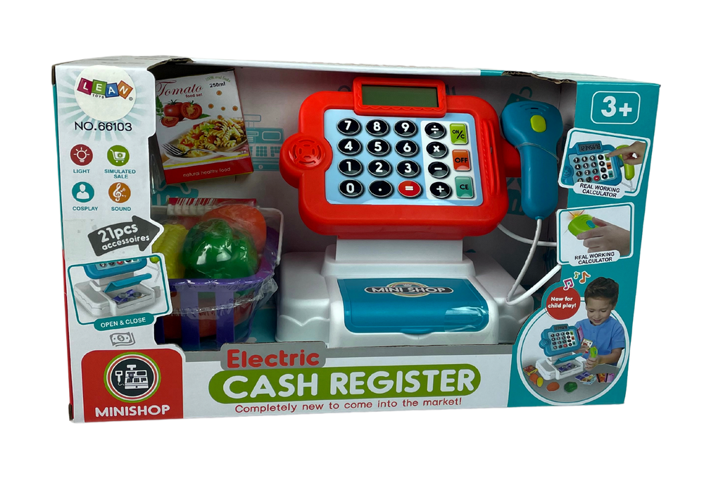 Children's toy cash register with vegetable basket (5)