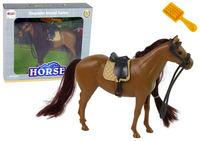Brown mane-brushing horse figurine