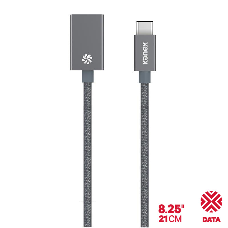 Kanex DuraBraid™ Adapter - USB-C to USB 3.0 Type A Aluminum Adapter (Space Grey)