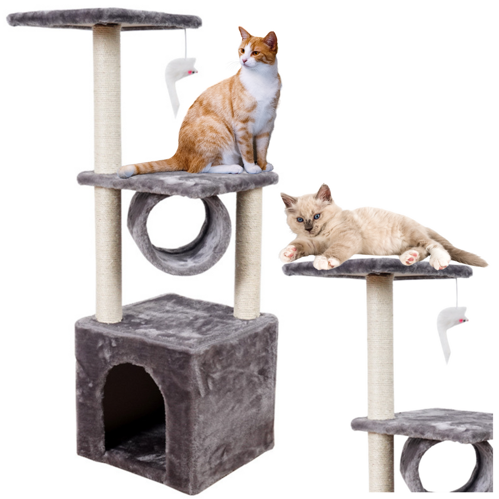 Cat scratching tree with house and platform tunnel 30x30x107cm
