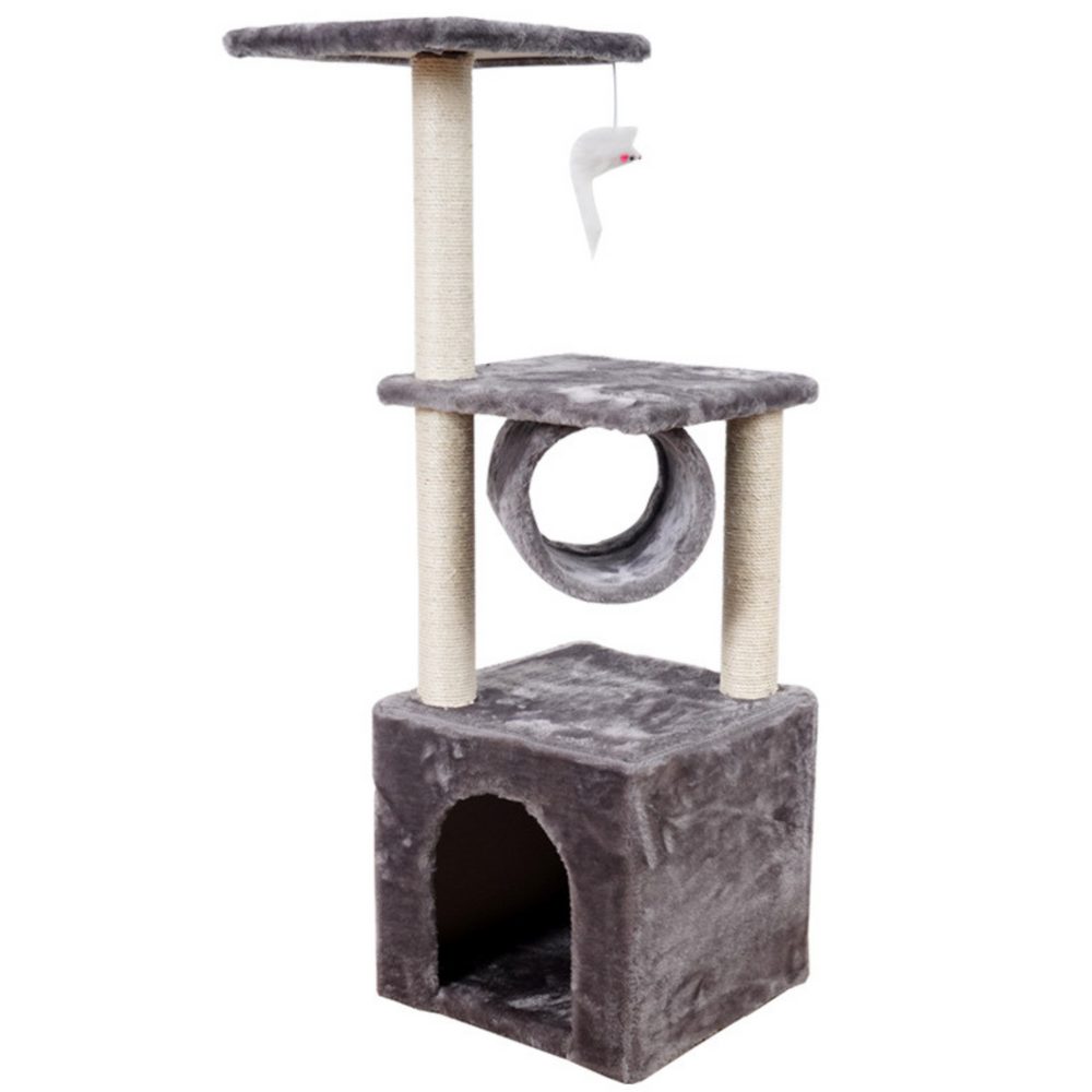 Cat scratching tree with house and platform tunnel 30x30x107cm (2)