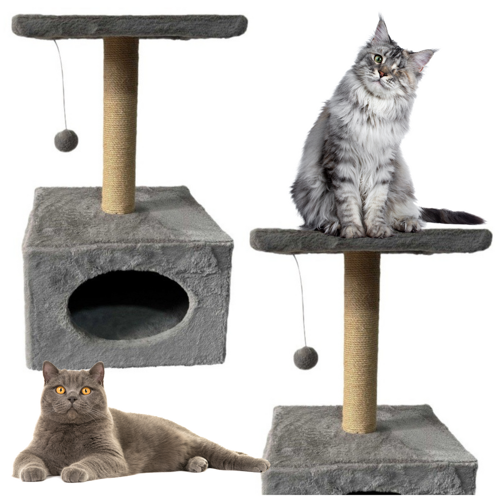 Cat tree with cat bed and hanging mouse, 31 cm x 31 cm x 56 cm