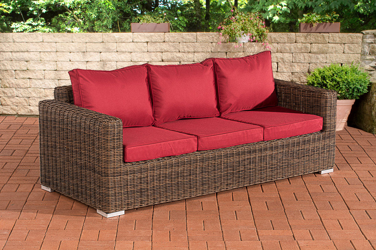 CLP 3er-Sofa Bilbao / Madeira Rubinrot