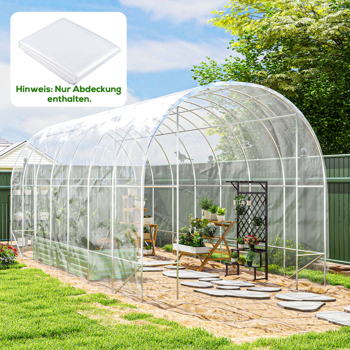 PE greenhouse cover, tarpaulin for plant protection, UV-resistant, waterproof, film ONLY 7 x 8 m (2)