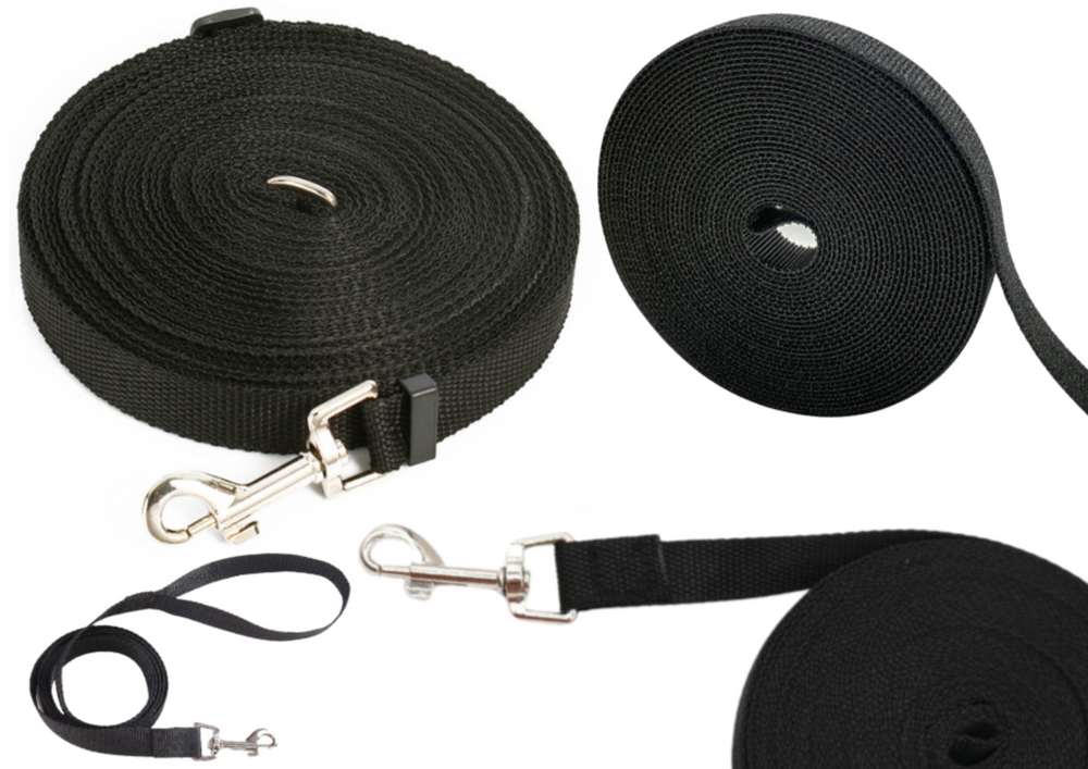 Long training leash with webbing fastener, black, 5 m (2)
