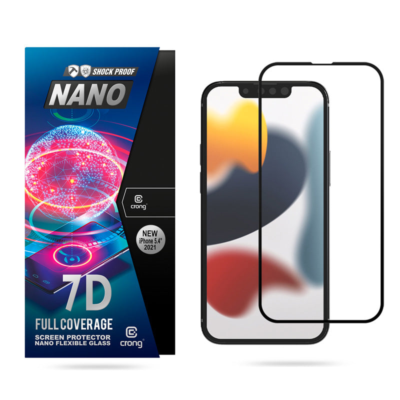 Crong 7D Nano Flexible Glass - Unbreakable 9H hybrid glass for full iPhone 13 mini screen