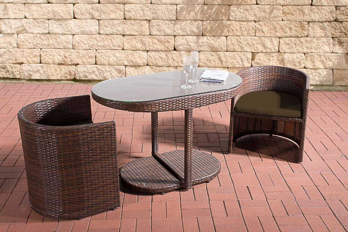 CLP Sitzgruppe Bayamo Flachrattan Terrabraun