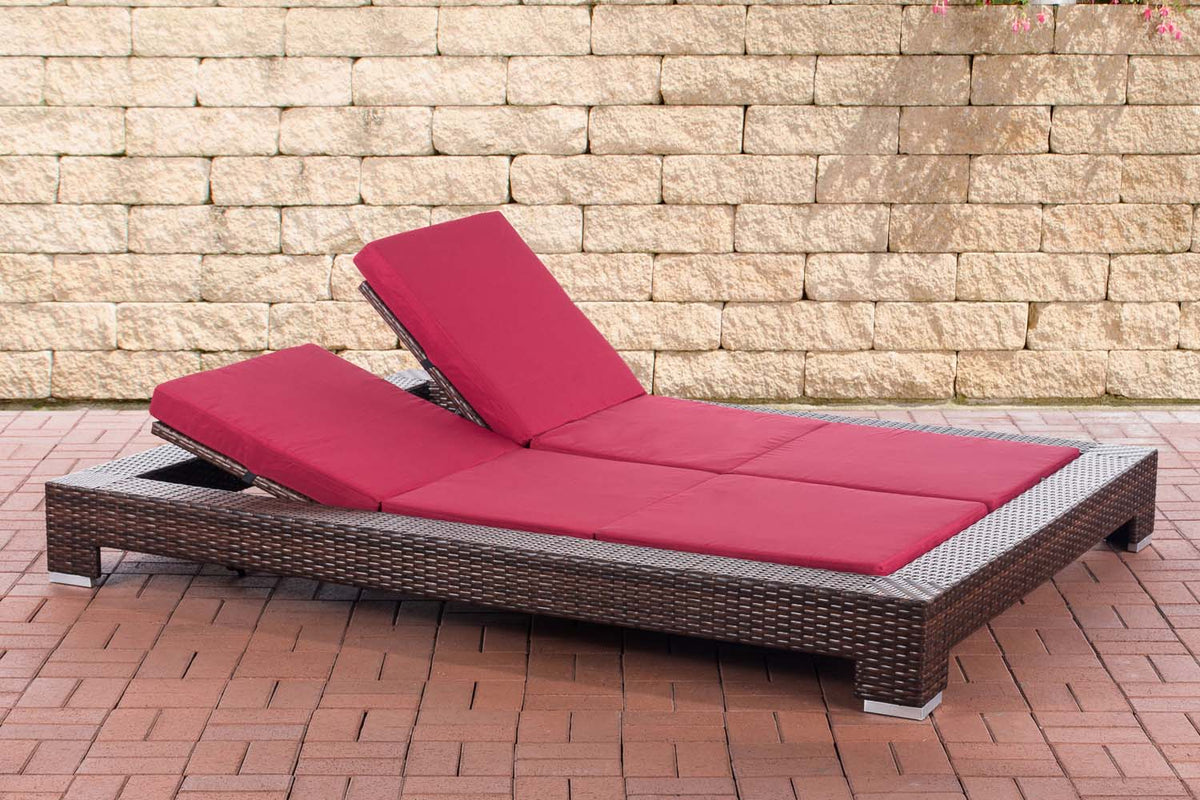 CLP Sonnenliege Sunshine Flachrattan Rubinrot