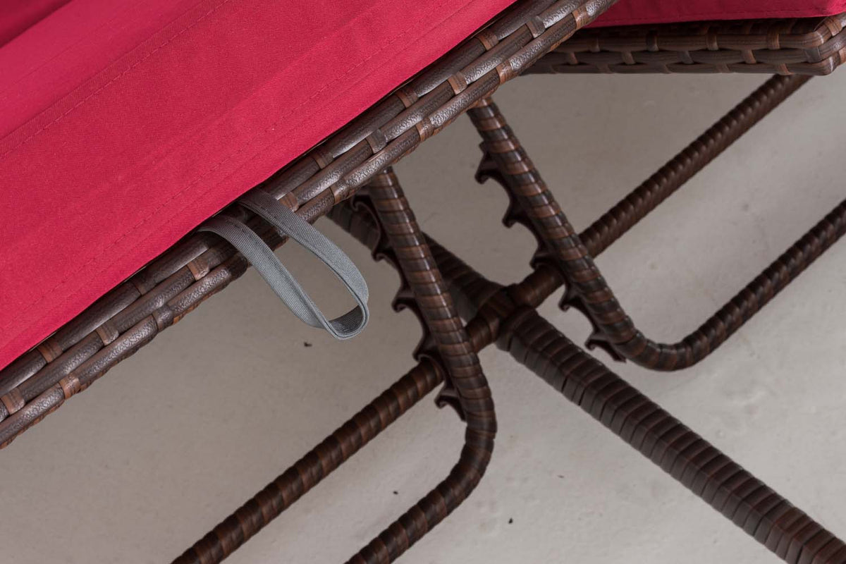 CLP Sonnenliege Sunshine Flachrattan Rubinrot – Produktabbildung 5