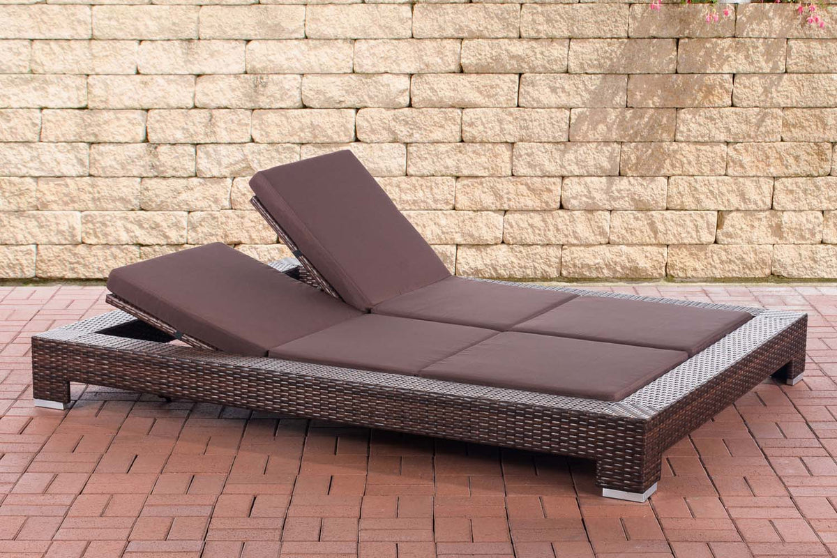 CLP Sonnenliege Sunshine Flachrattan Terrabraun