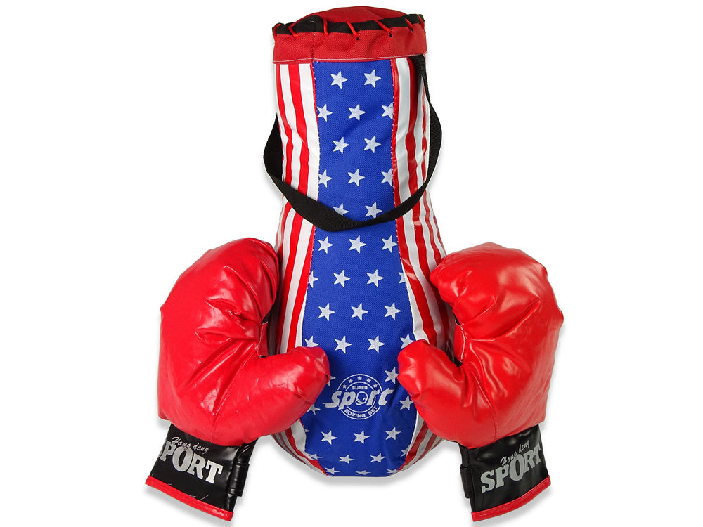 3-piece boxing set, punching bag, boxing gloves, boxing training, USA look, children's boxing gloves