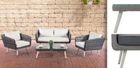 CLP Lounge-Set Trosa Flachrattan Eisengrau 45 cm (Hellgrau)