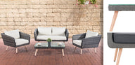 CLP Lounge-Set Trosa Flachrattan Eisengrau 45 cm (Hellbraun)