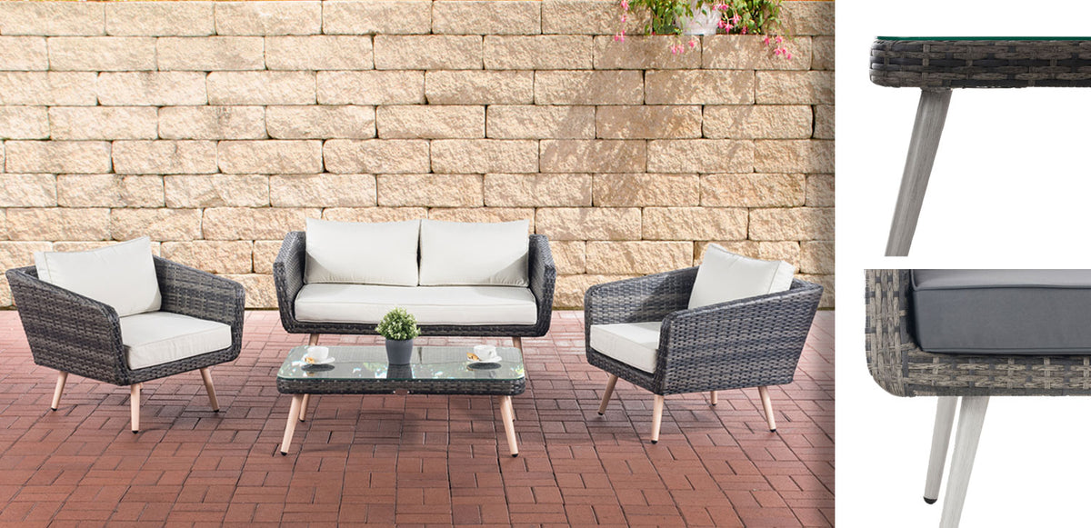 CLP Lounge-Set Trosa Flachrattan Eisengrau 45 cm (Hellgrau) – Produktabbildung 2