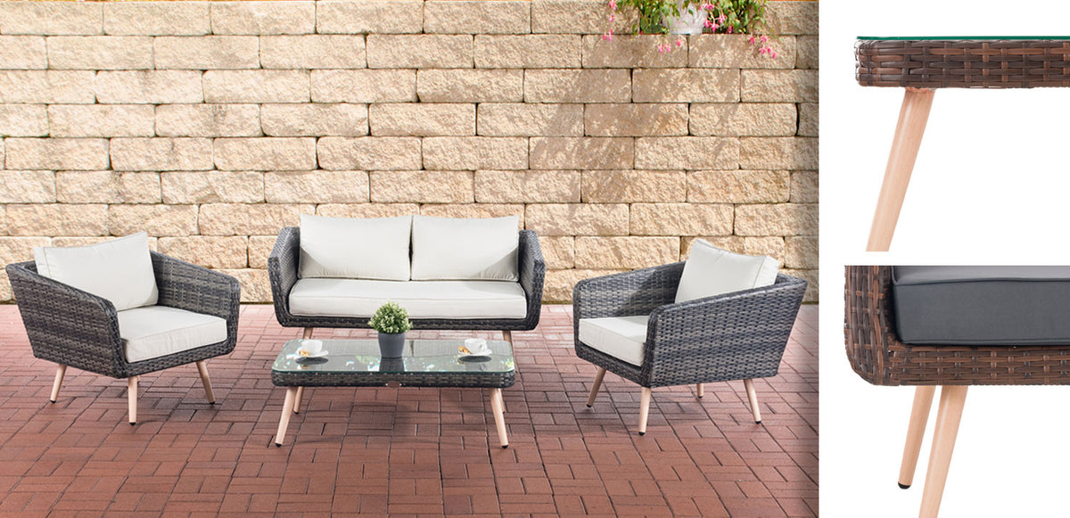 CLP Lounge-Set Trosa Flachrattan Eisengrau 45 cm (Hellbraun) – Produktabbildung 3